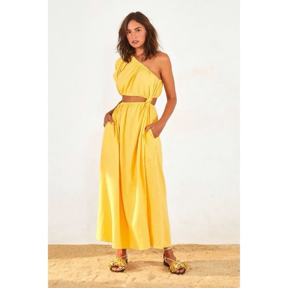 COPY - FARM Rio yellow open waist midi dress - M - NWT